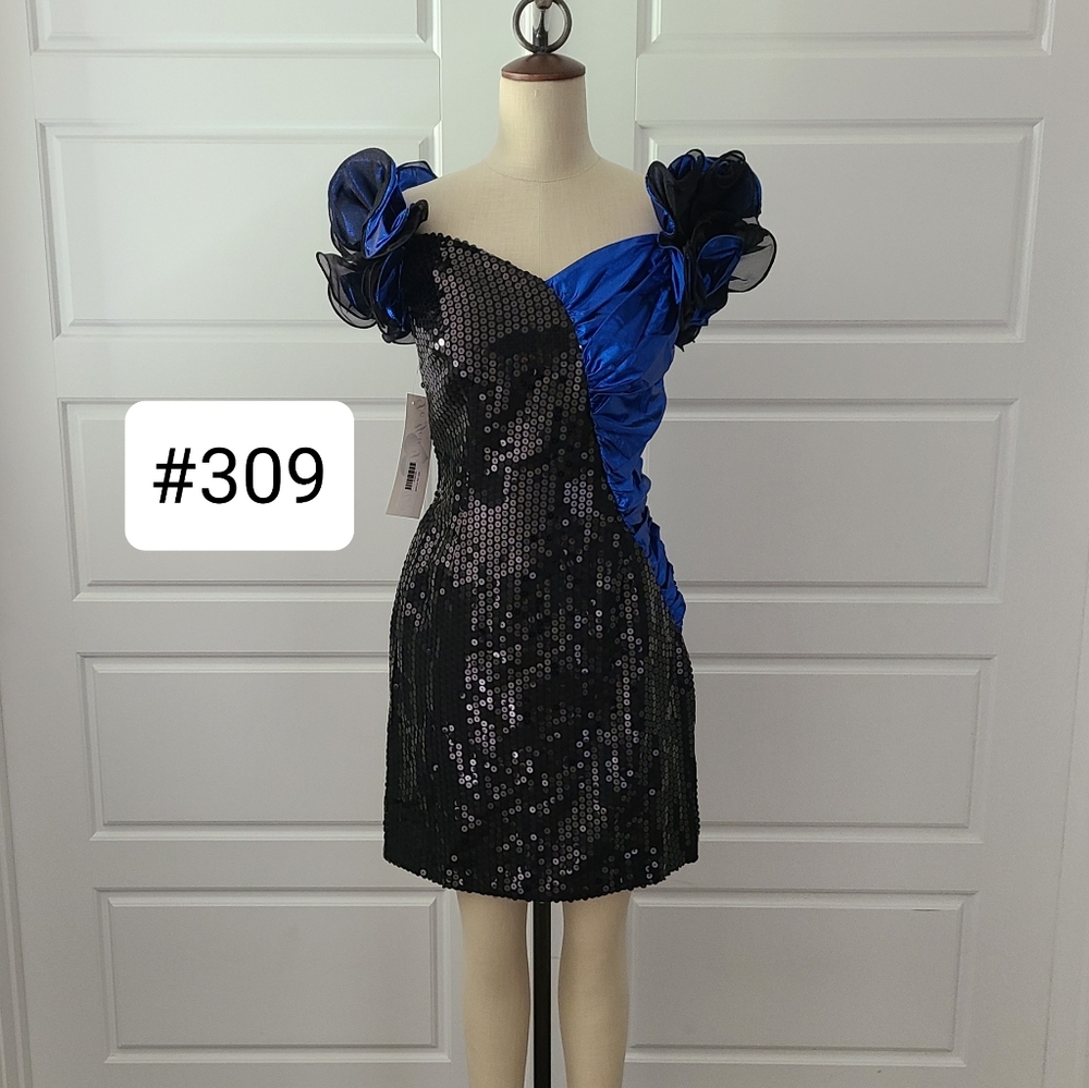 Vintage Short Black Sequins Prom Dress